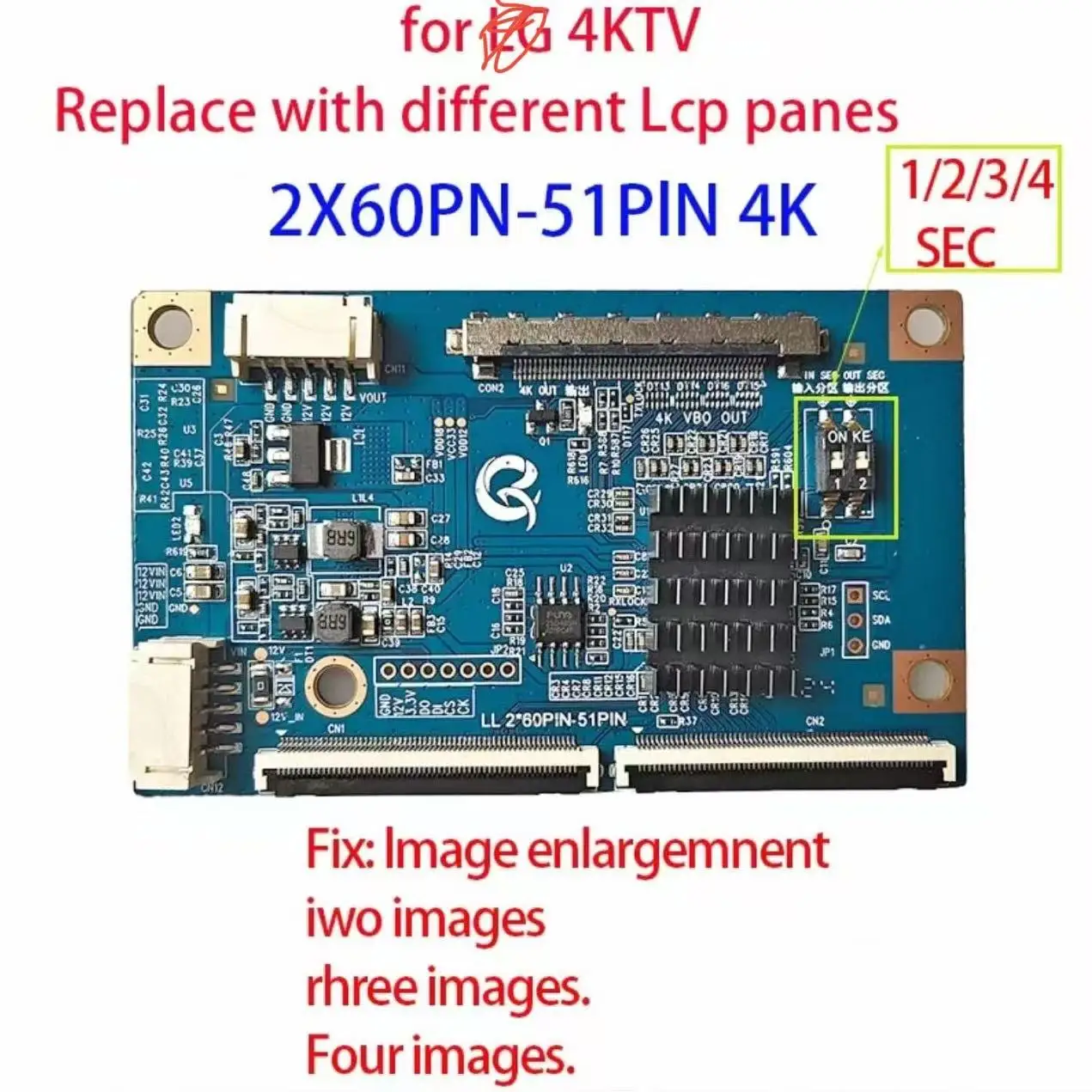 68 Pin to 51 Pin  60 Pin to 51 Pin LVDS Adapter Converter Board Card Plate for LG 4K UHD LCD TV Screen Panel Repair TV160