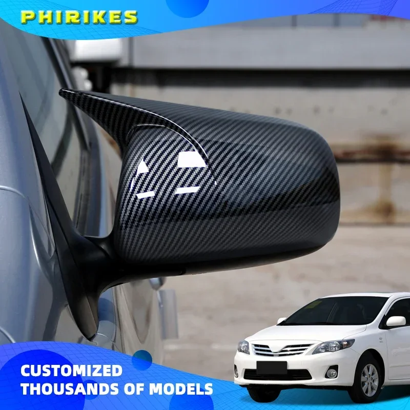 For Toyota Corolla 2007-2013 Vios Yaris Sedan P90 2008-2013 Car Rear View Mirror Covers ABS Carbon Fiber Gloss Black