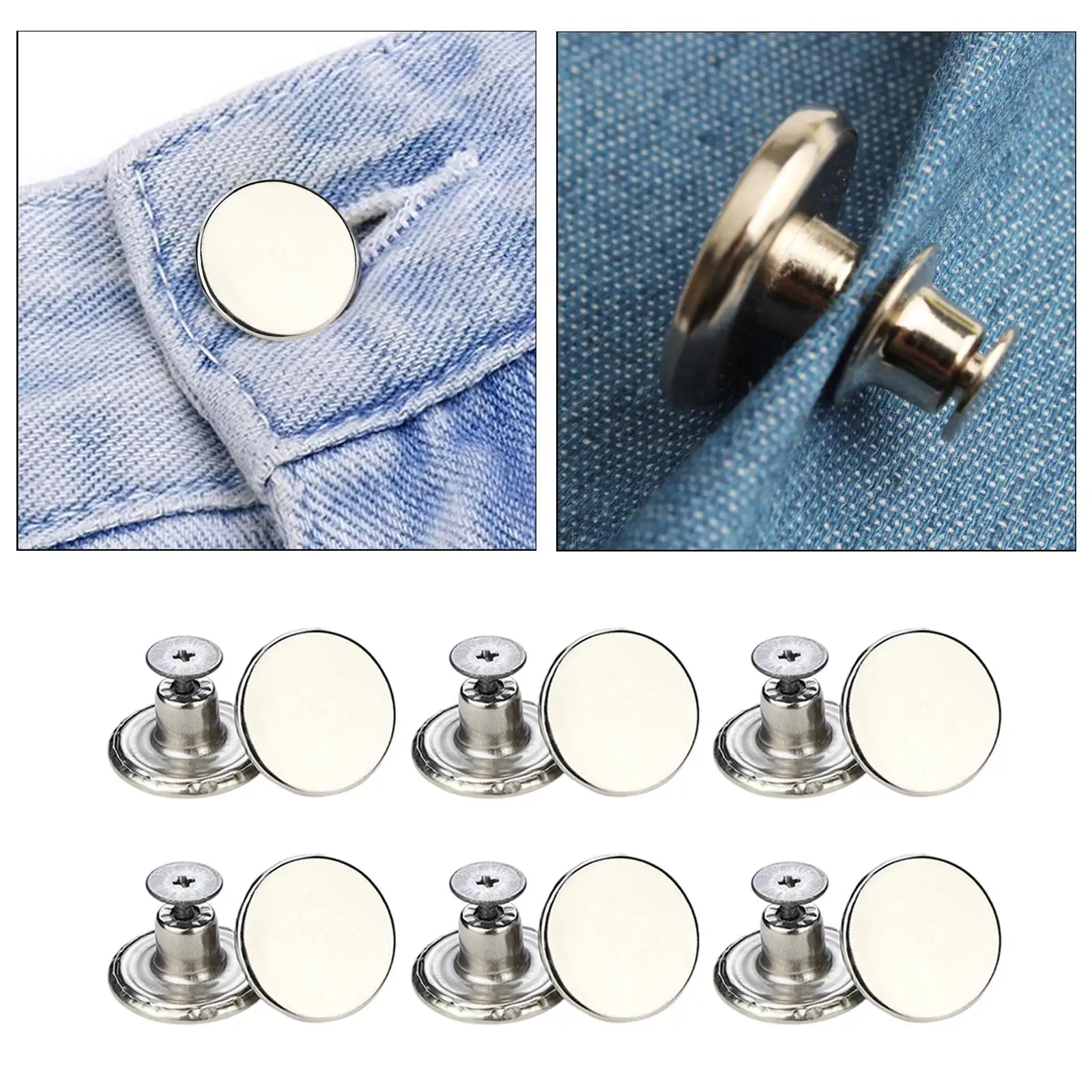 12 PCS Jeans Button, No Need Sewing Pants Button 17 mm, DIY Clothing Decoration,