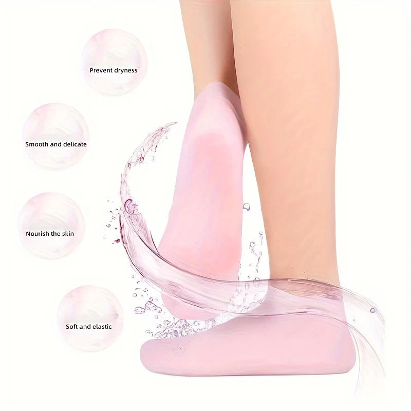 Silicone Elastic Moisturizing Foot Care Socks, Softening Calluses Exfoliating Foot Cover, Dry Cracked Feet Spa Massage Gel Socks