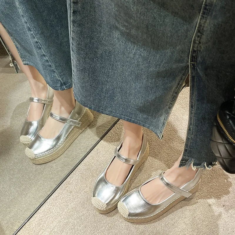 المرأة حافة تصميم منصة ماري جين أحذية الربيع والخريف جديد النمط الروماني الترفيه إسفين أحذية بكعب منخفض Zapatos Mujer #5