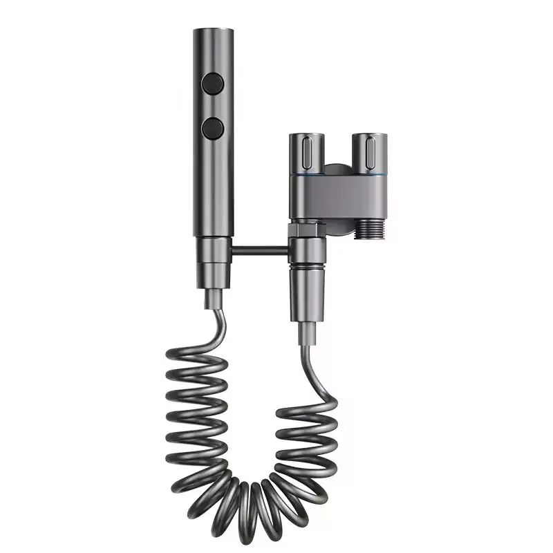 Toilet Cleaning Spray Gun,Wall-mounted Gun Gray Handheld Stainless Steel Ladies Shower Spray Bottle Bidet Sprayer Toilet Sprayer