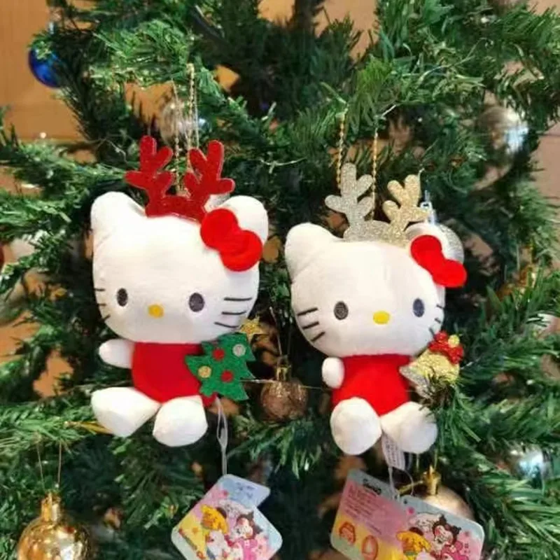 

Милый Рождественский чехол Hello Kitty, милый кожаный ошейник, подвеска с оленьими рогами, украшения, аксессуары для девушек, рождественский подарок