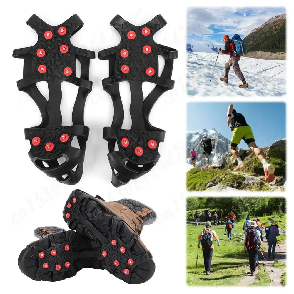 9 Teeth Mountaineering Cleats Anti-Slip Snow Claw Shoe Covers Unisex Snow Ice Gripper Walking Hiking Accessories