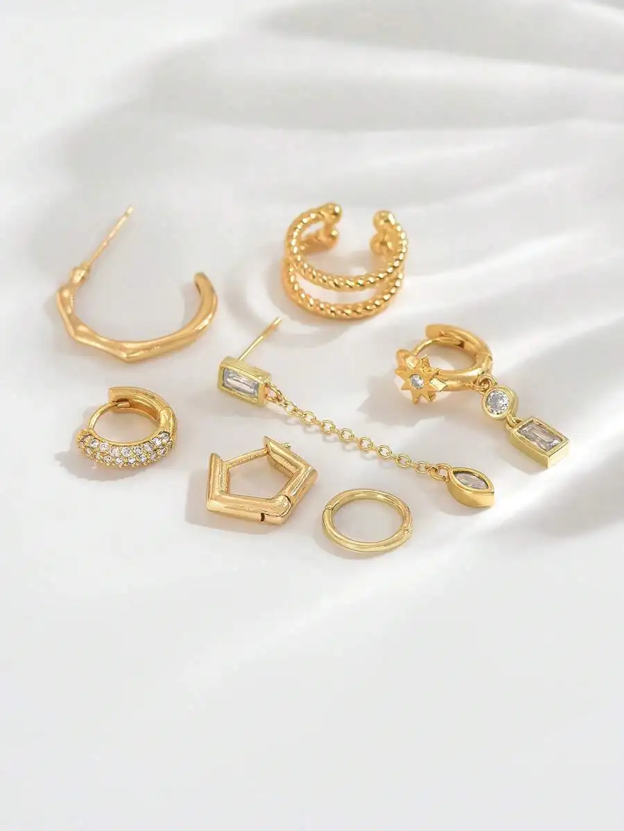 

7pcs Zirconia Star Pendant Earring Set For Party Holiday Date Wedding