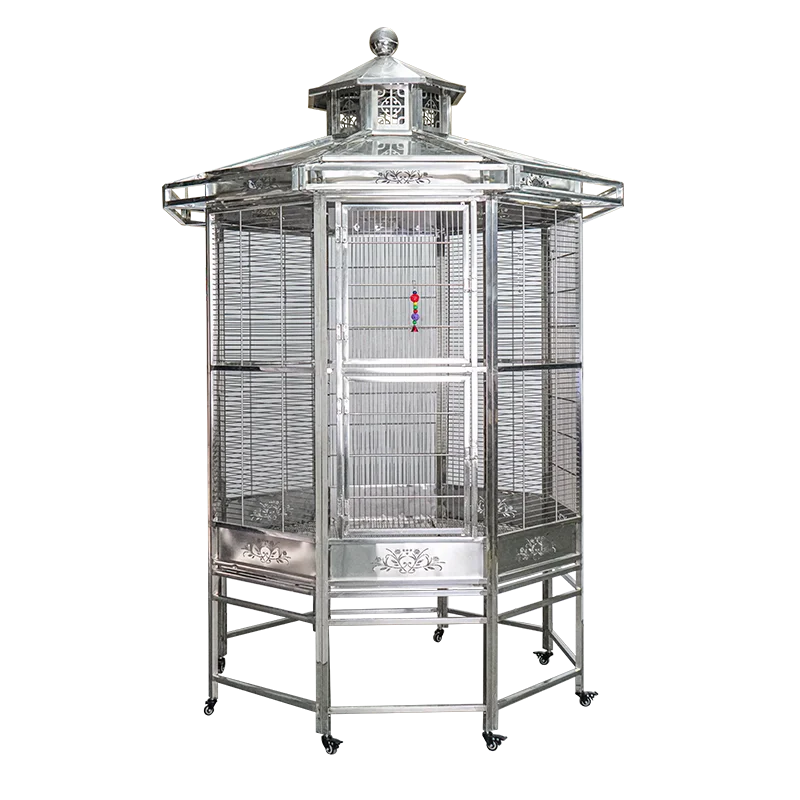 Outdoor 304 bird cage parrot cage stainless steel luxury villa rainproof black sunflower gray courtyard large breeding bird cage