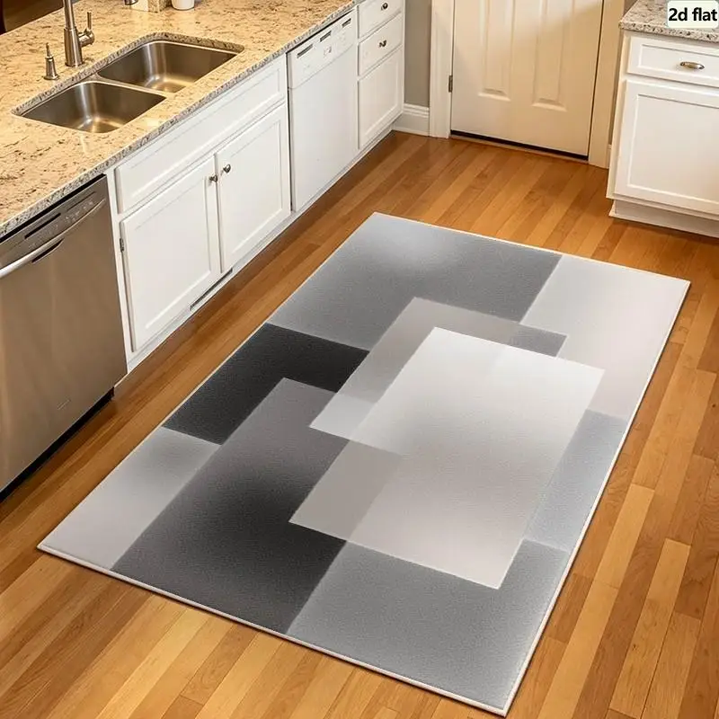 Carpet Flooring Grey Overlay Square Area Rug Modern Abstract Block Gradient Geometric Floor Mat Indoor Decor