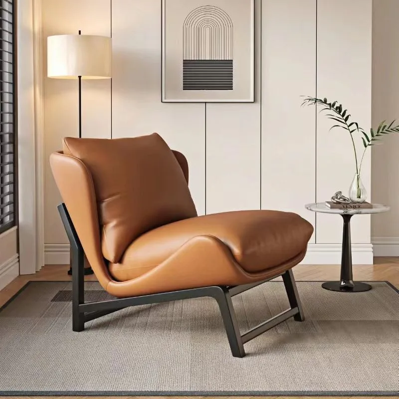 Italian Style Modern PU Single Sofa Chair Light Luxury Living Room Reclining Furniture Durable Soft Available in Various Colors
