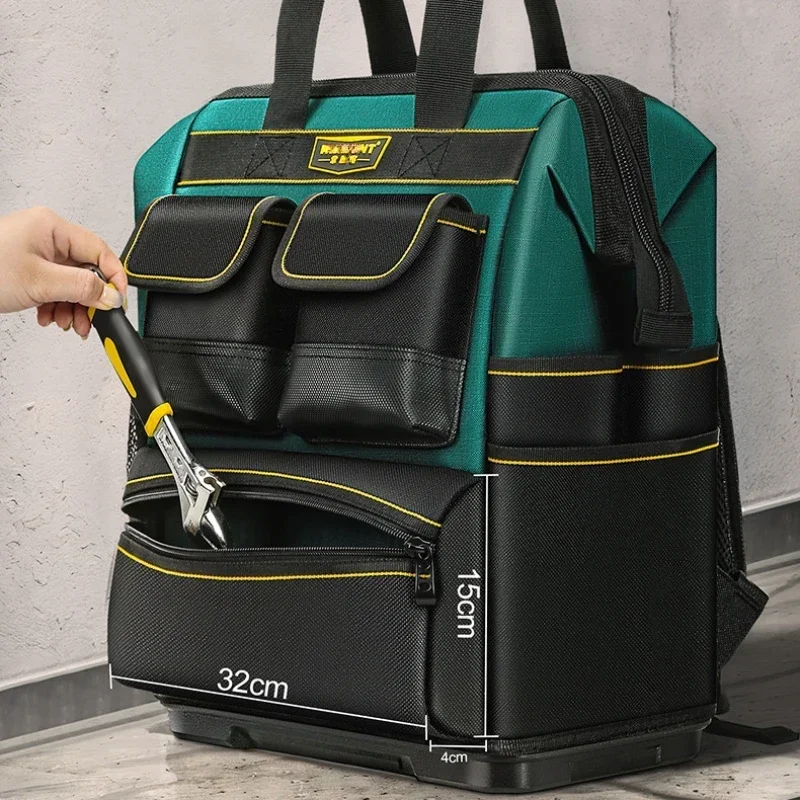 ツールバックパック 複数のポケット 大容量のゴムベース 耐摩耗性と耐久性のある多機能ツール収納バックパック