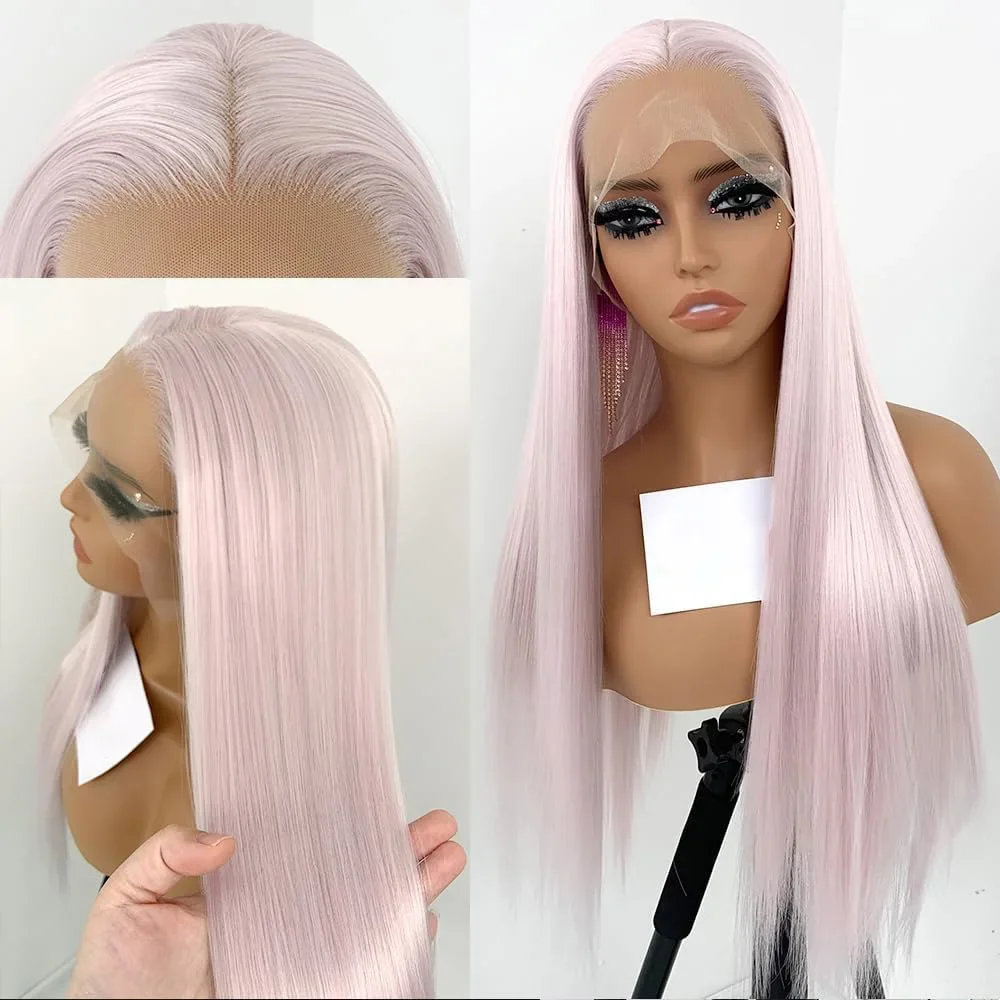 

Pink Straight 13x4 Transparent Lace Frontal Wigs Brazilian 180% Lace Front Wig Colored Human Hair Wigs For Women Pre Plucked