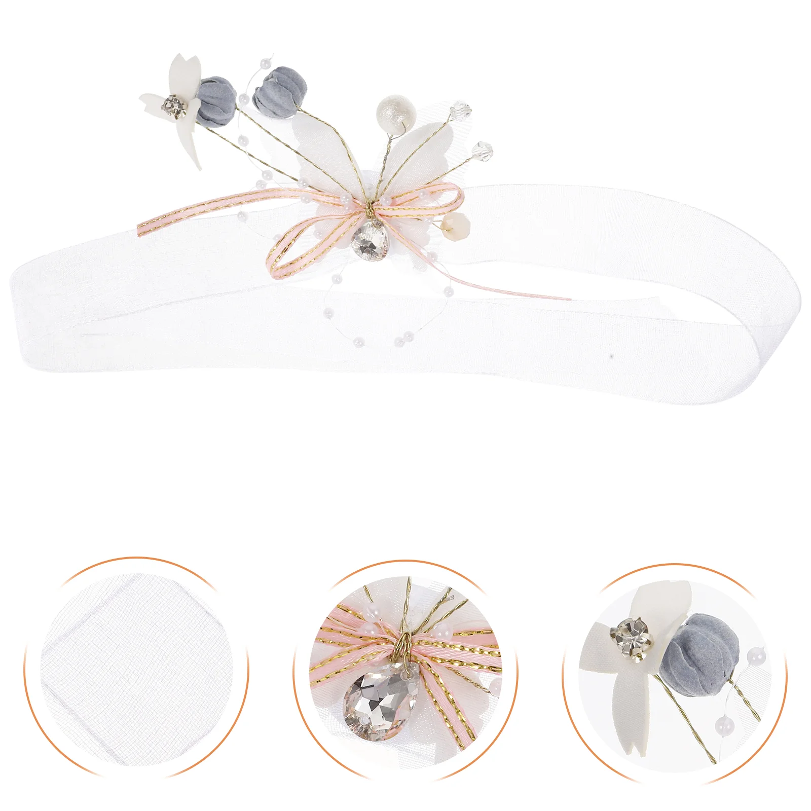 2 Pcs Wrist Flower Decor Wedding Bride Fake Bracelet Wristlet Delicate Lace Bridesmaid