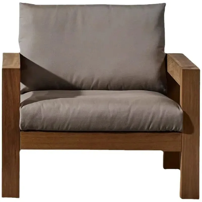 Nordic Solid Wood Teak Fabric 3 Seater Sofa Modern Minimalist Living Room Furniture for Small Apartment