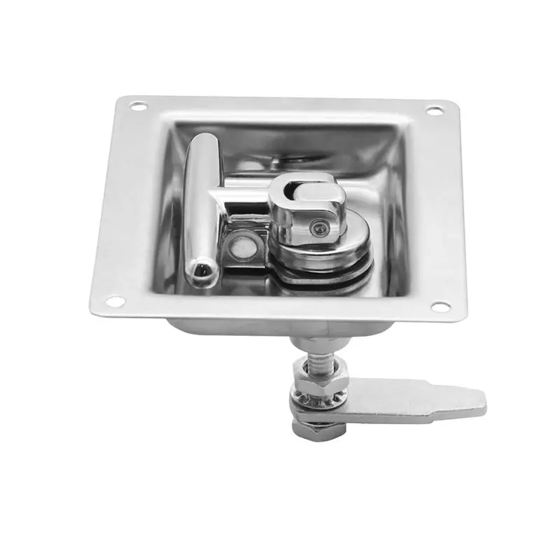 For RV Stainless Steel Panel Lock T-Shaped Folding Handle Door Lock Square Tool Lock Embedded Lock RV Accessories