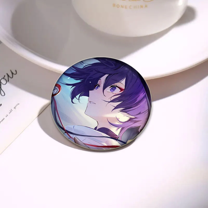 58mm Genshin Impact Brooch Game Anime Badge Cartoon Figure Kunikuzushi Round Display Brooches Lapel Pins Jewelry Gift Accessory