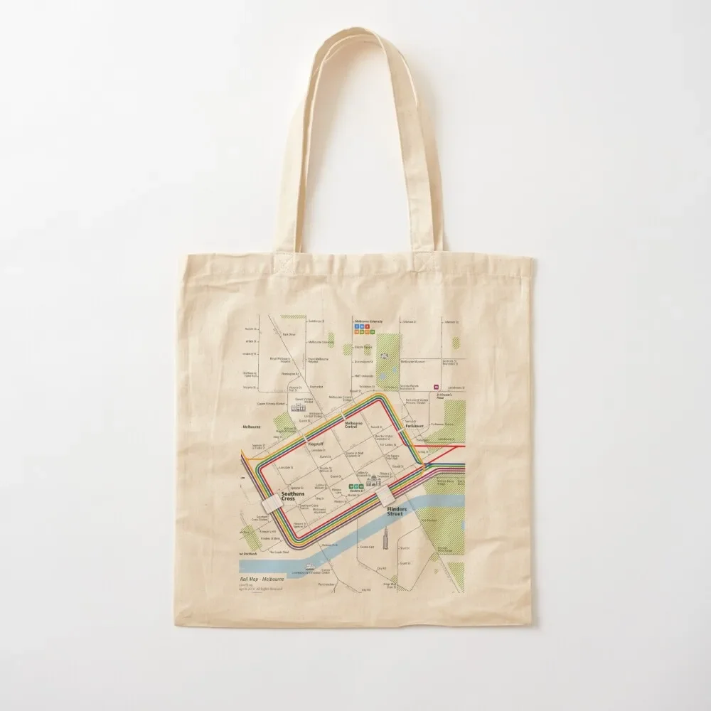 

Melbourne City Rail Map Square Tote Bag bags luxury women university shopper bag Portable shopping bag Handbags women