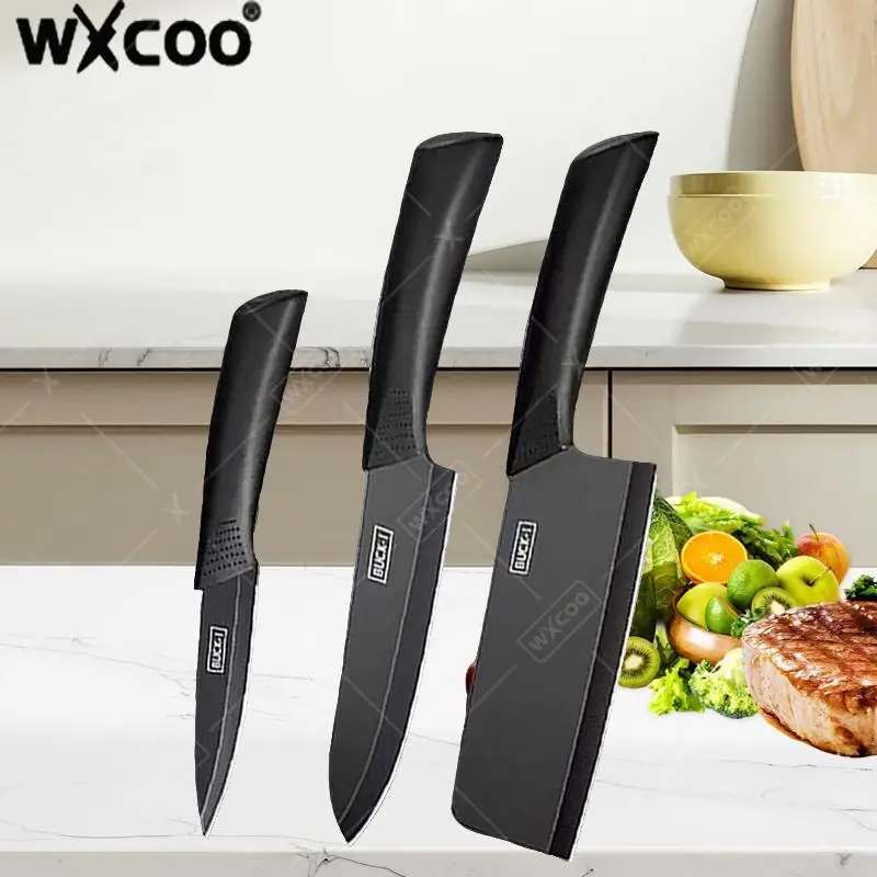 WXCOO Kitchen Knife Chef Meat Cleaver Boning Household Chopper Knife with Cover Stainless Steel Fruit Knife Vegetable Slicing