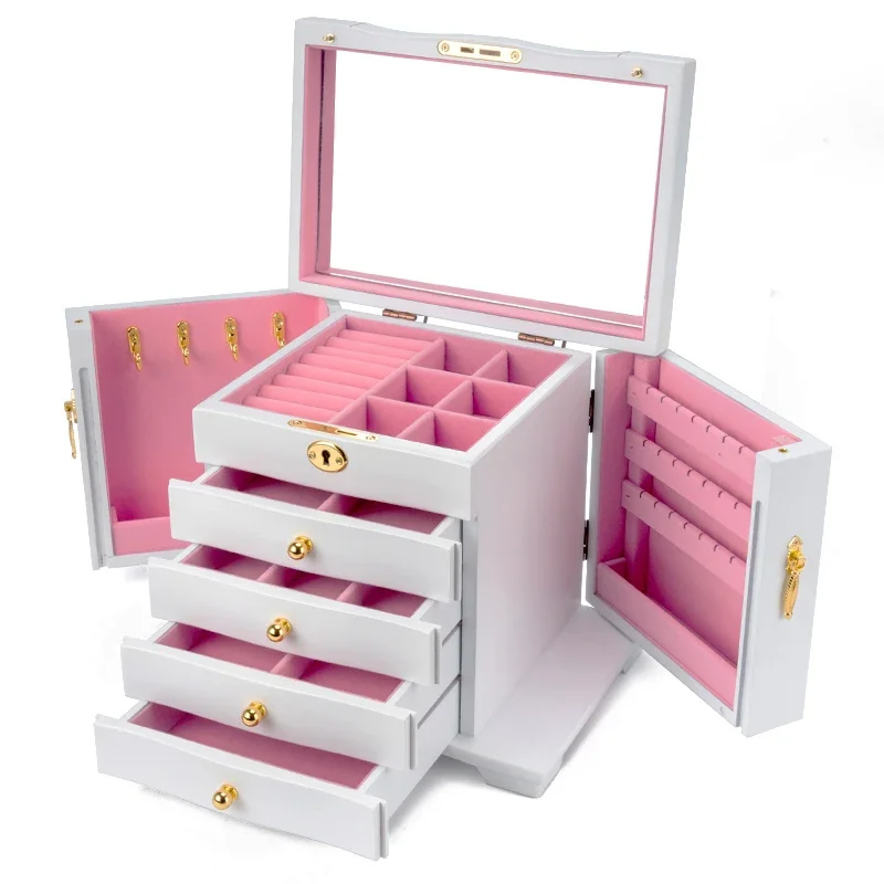 

Chinese classic jewelry box solid wood multi-layer large capacity jewelry box storage box