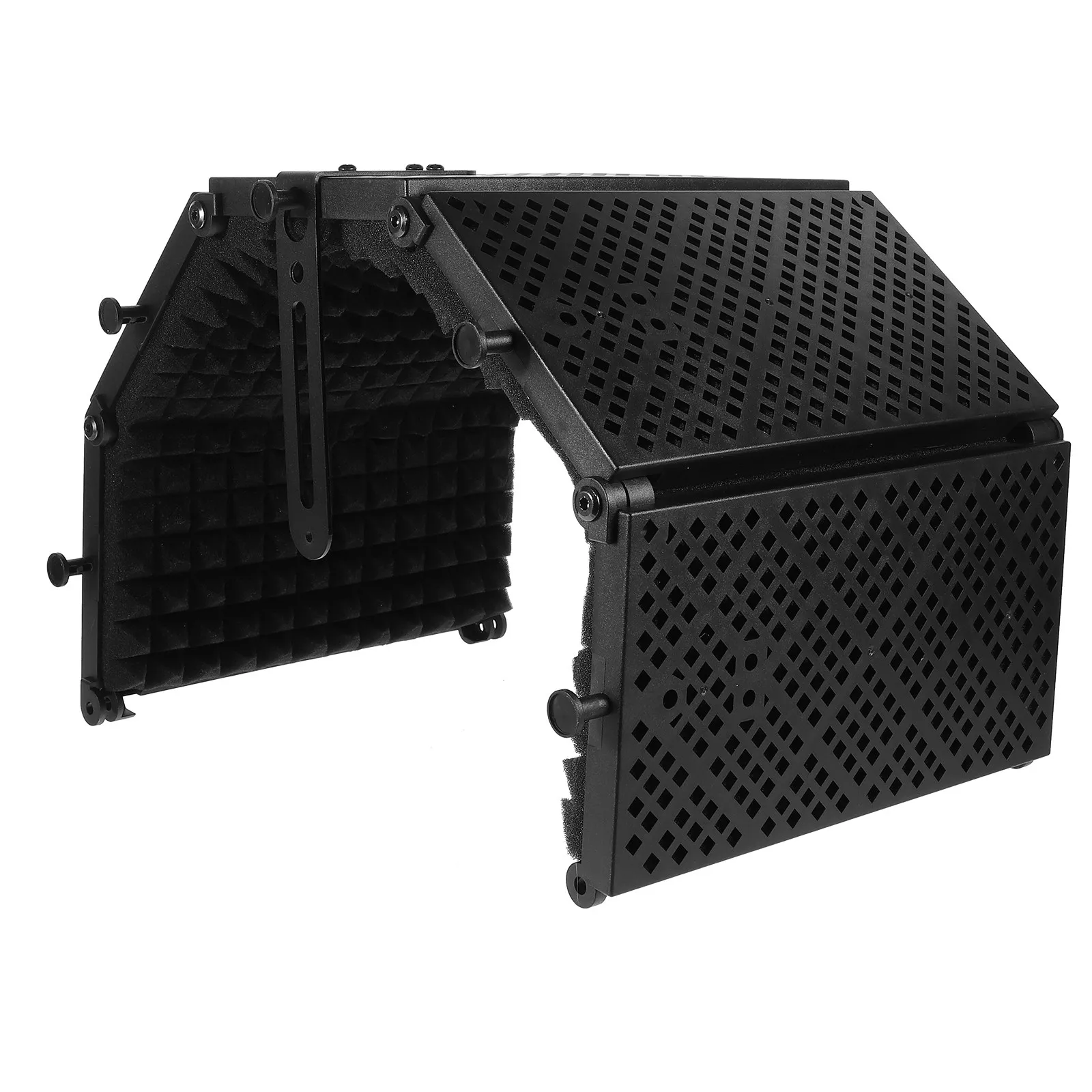 

1Set Five-Door Mic Sound Absorbing Guard High-Quality ABS Eva Portable Foldable Microphone Isolation Shield for Tabletop Stand