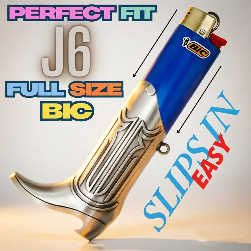 Metal Western Cowboy Boot Lighter Case With Key Ring Fit Standard Max BIC J6 Lighter Retro Vintage Protective Holder Sleeve