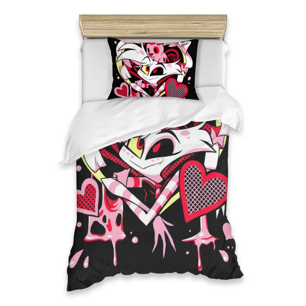 Angel-Dust And Fat Nugget-Hazbin-Pink:Hotels Single Bedding Set Adult boys Bedroom Cover Pillow Case