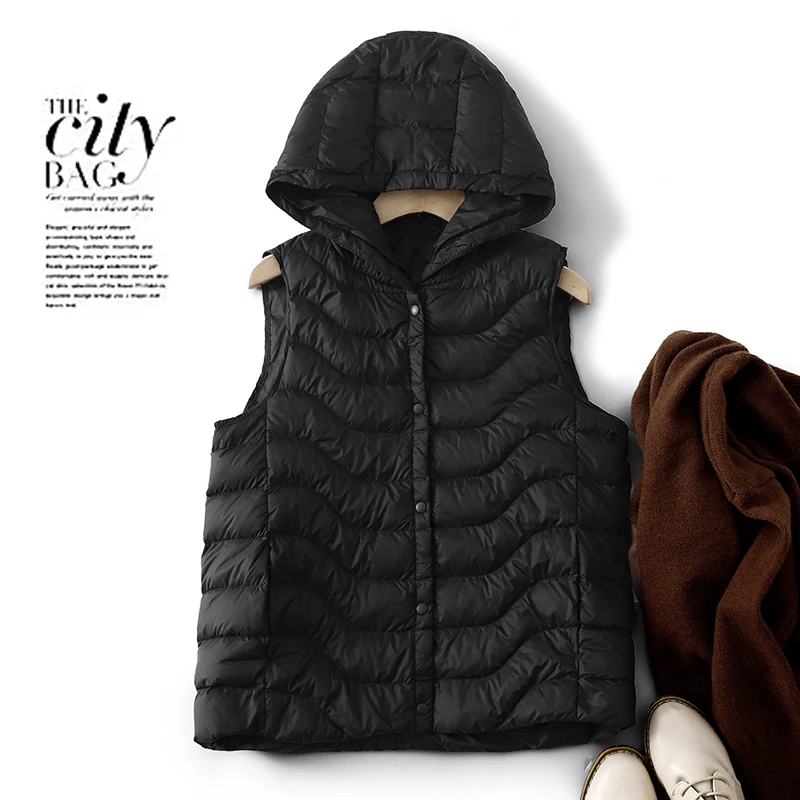 

Легкий стеганый жилет, женская осенне-зимняя корейская верхняя одежда, теплая одежда с капюшоном, модная хлопковая одежда для поездок на работу...