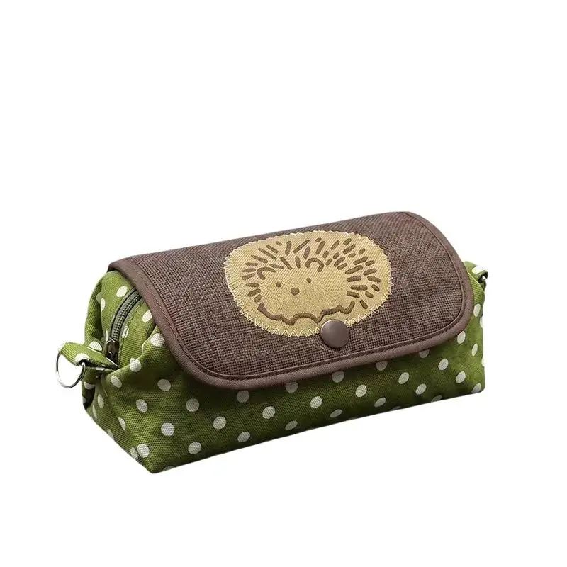 Niedliches Igel-Federmäppchen mit Tupfenmuster, Multifunktionale Kosmetiktasche, Große Kapazität, Tragbarer Make-up-Organizer für den täglichen Gebrauch von Frauen – Detail 6