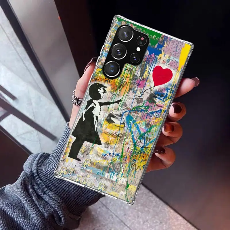 Banksy Graffiti Art Phone Case For Samsung Galaxy S23 S24 S25 Edge S26 Ultra S22 + S21 Plus S20 FE Cover Silicone Print Shell Ga