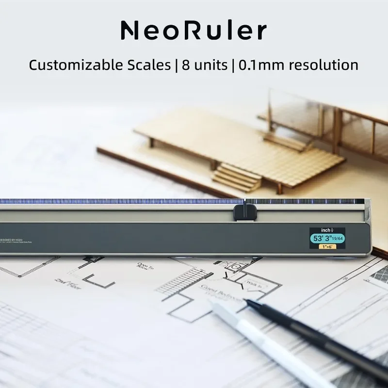 home.NeoRuler Digital Scale Ruler, 12 inch Smart Scale Ruler with Infinite Customized Scales and ±0.004 inch Accuracy, 93 Built-