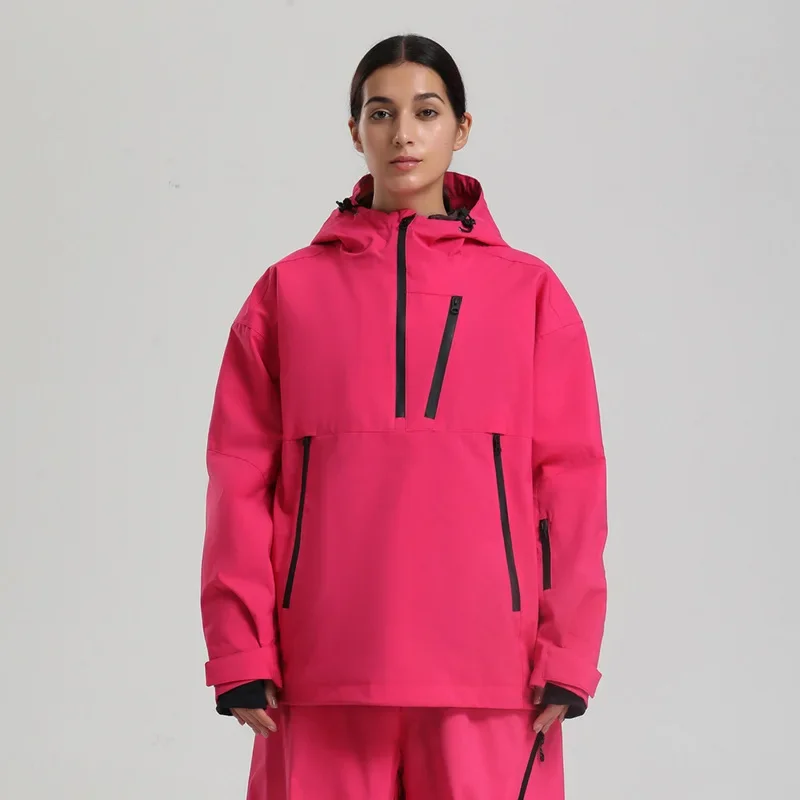 

New Winter Solid Color Skiwear Outdoor Leisure Sports Top Women's Double Board Windproof Waterproof Breathable Warm Snow Jacket