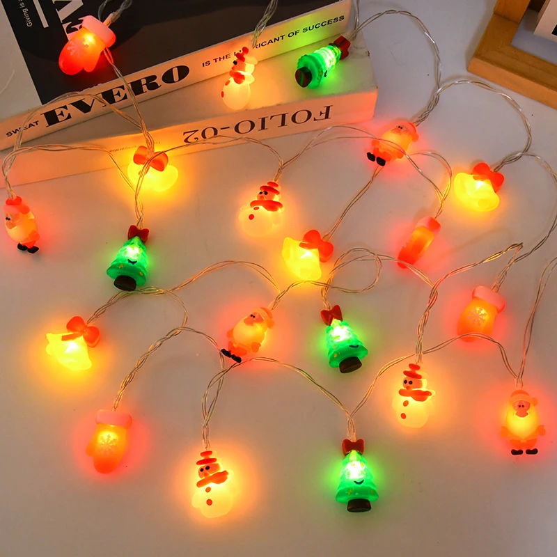 Christmas String Lights Santa Claus Snowman LED Lights Garland Xmas Tree Fairy Light Christmas Home New Year Navidad Decoration