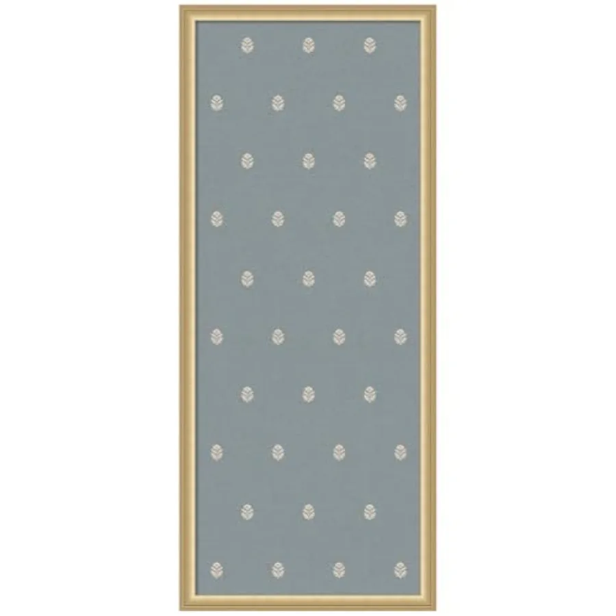 

Настенная доска для заметок в рамке, 18 x 42 дюйма, синяя, с ботаническим принтом, из льняной ткани, классическая доска для объявлений, для использования в качестве доски для мечтаний или настенной доски.