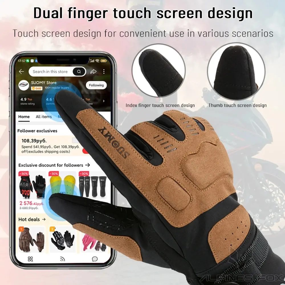 قفازات الدراجات النارية يندبروف مقاوم للماء Guantes موتو دراجة نارية قفازات ركوب الخيل شاشة تعمل باللمس موتو موتوكروس قفازات الشتاء