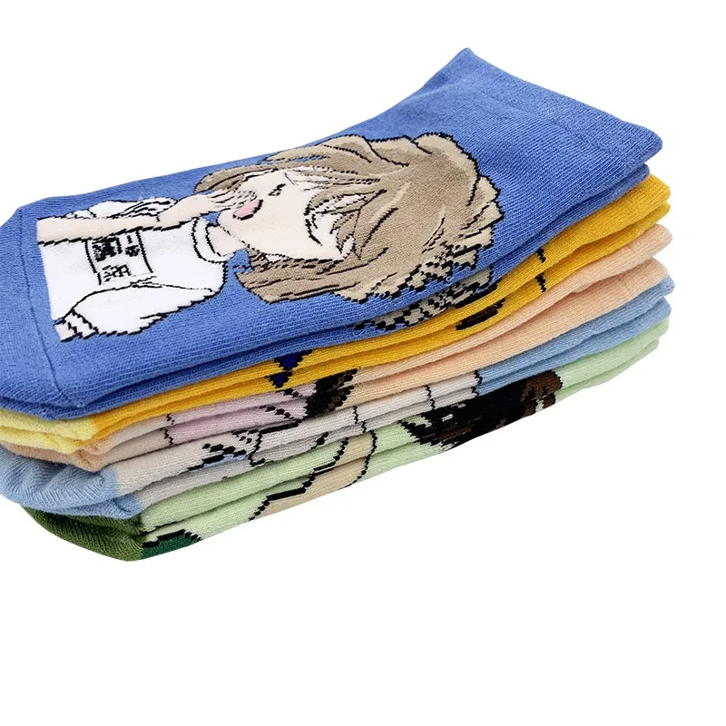 Conjunto de 5 pares de meias anime padrão kudou shinichi mouri ran kaitou kiddo haibara ai curto corte baixo acessórios cosplay adereços presente