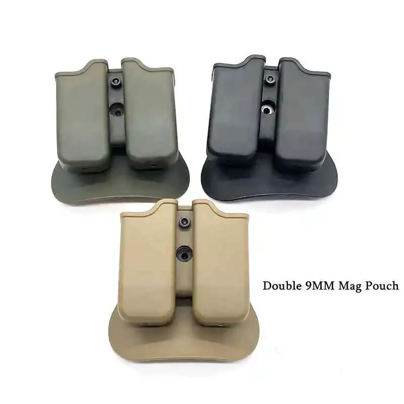 Double Magazine Holder Universal 9mm .40 Mag Holster for Glock 17 Beretta M9 M92 USP Paddle Magazine Pouch Case