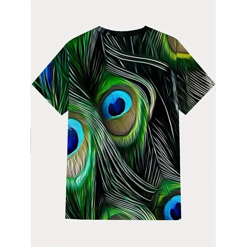 

Новая красивая футболка с рисунком павлина для мужчин и женщин, крутые футболки с 3D принтом и перьями, повседневные индивидуальные женские футболки, топы