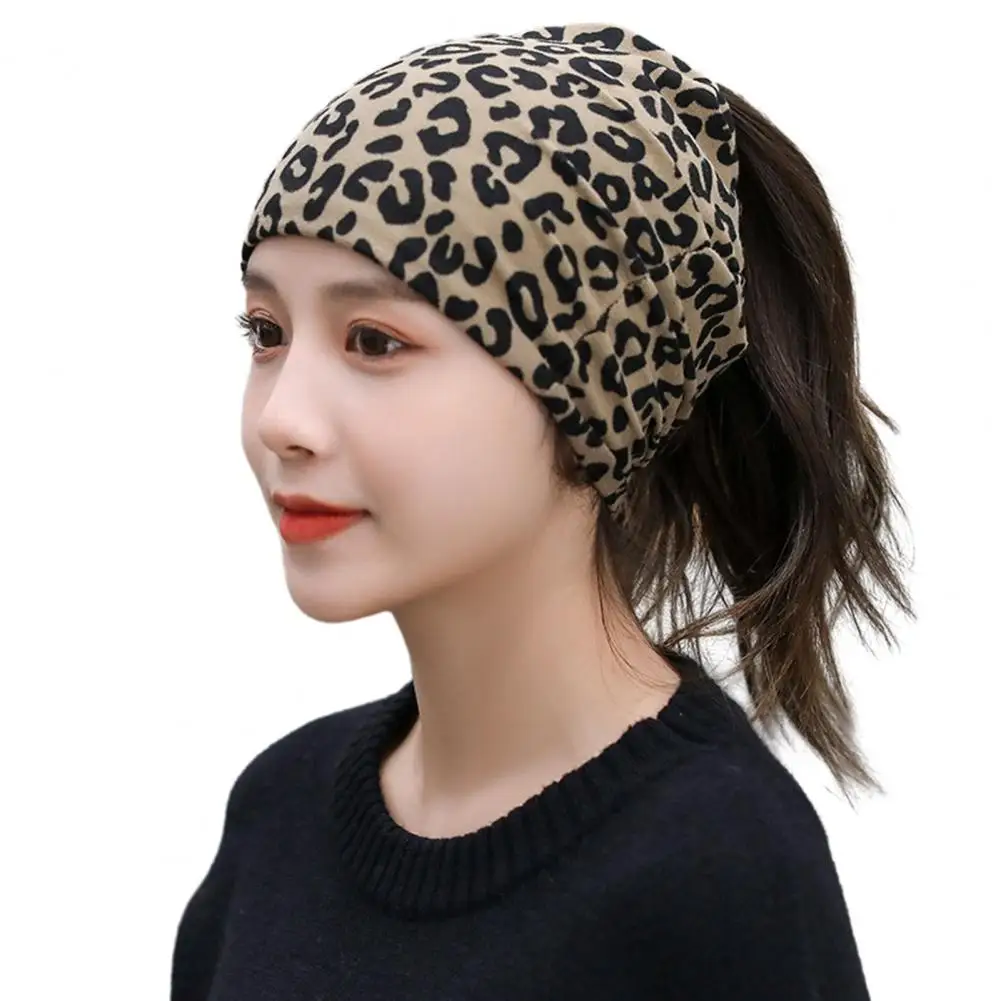Fall Winter Hat Hip Hop Print Elastic Dual Use Windproof Ponytail Hole Cycling Neck Warp Neck Warmer 한국 가을옷