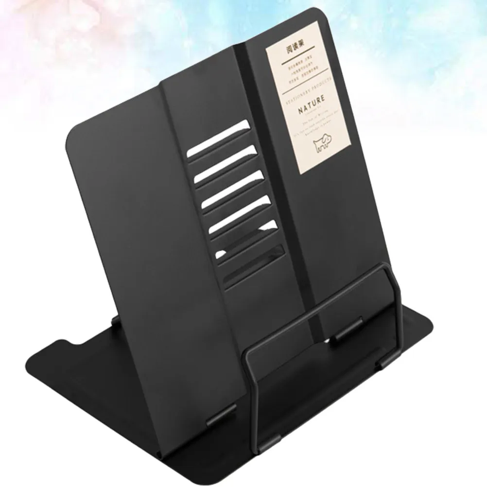 Adjustable Metal Reading Shelf Black Lightweight Portable Reading Bracket Book Stand Tablet Support Myopia Prevention for Home