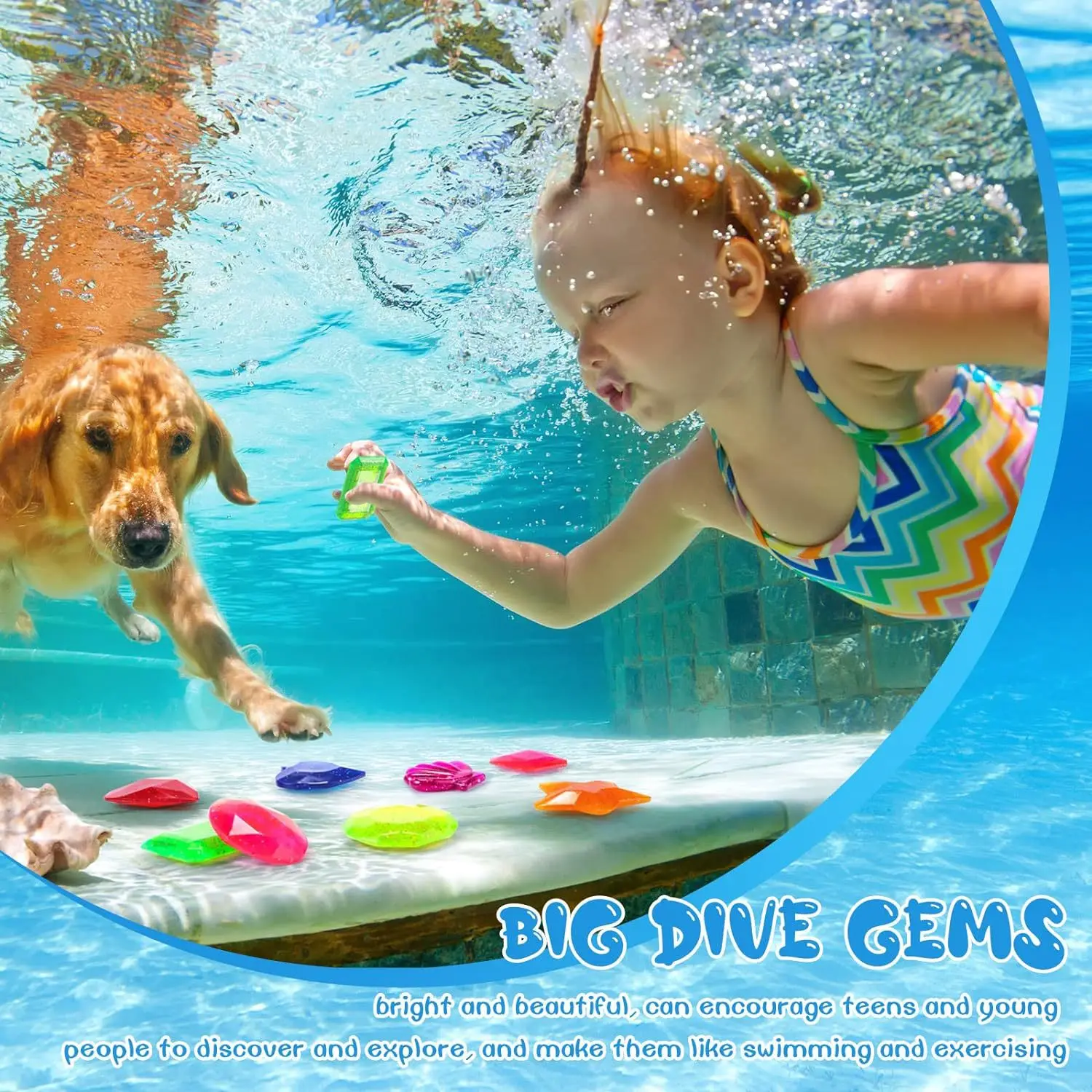 Pool Diving Toys Swimming Pool Sinkers  Simulation Fake Gems Colorful Diamonds Interactive Training Grip Toys For Kids Boys