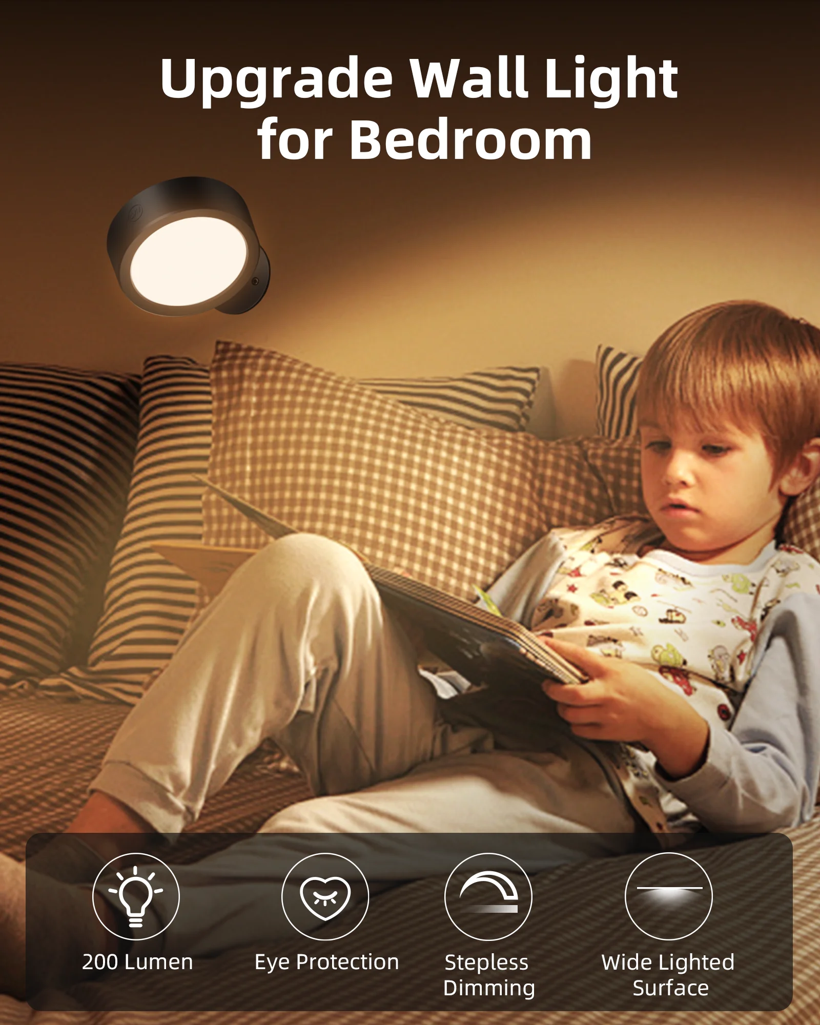 Metis Wall Mounted Lights, 5500mAh Rechargeable Wall Sconces Lamp, 3 Color Temps & Remote , 360°Rotation Dimmable