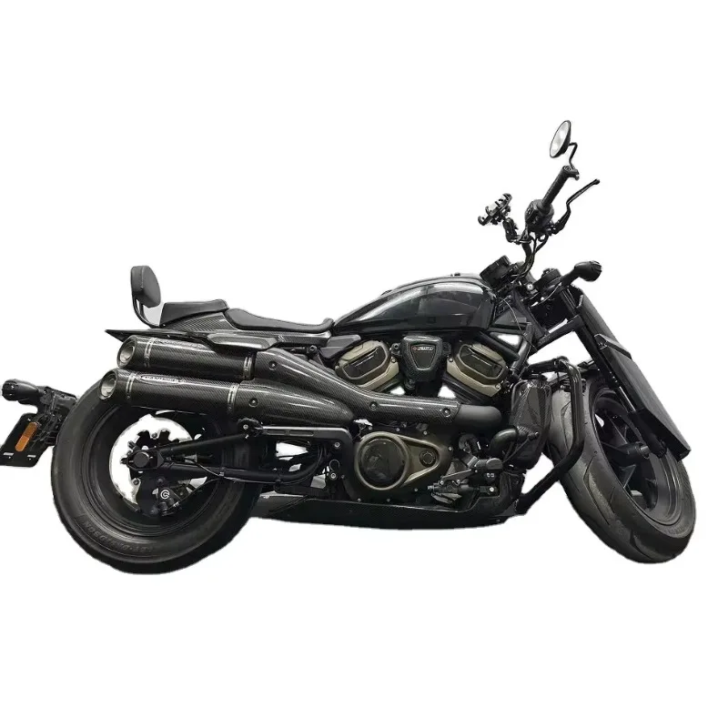 FBB قطع غيار الدراجات النارية عالية الأداء من ألياف الكربون باللون الأسود أنبوب نظام كاتم صوت العادم لـ Sporter S