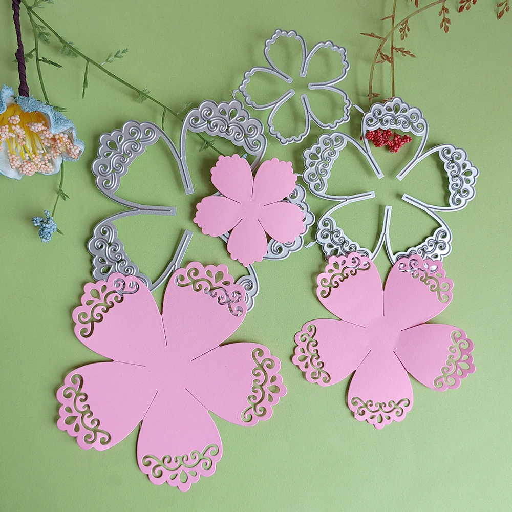 Delicate large openwork flowers cutting dies for English letters, scrapbooks, reliefs craft stamps, photo album puzzl