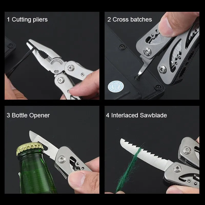 Multifunctional Outdoor Stainless Steel Pocket Knife Pliers Folding Mini Portable Compact Multi-purpose Survival Rescue Tool