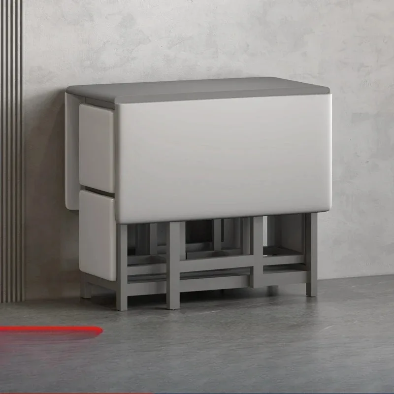 Solid wood dining table rectangular household storage folding table stool space saving small apartment dining table and chair