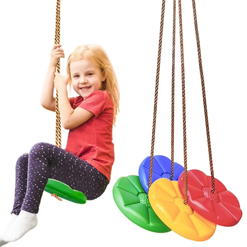 Disc Swing Octagonal Petal Shape Red Blue Thickened Hanging Swing Seat Heavy Duty for Children Indoor Outdoor Backyard Sports
