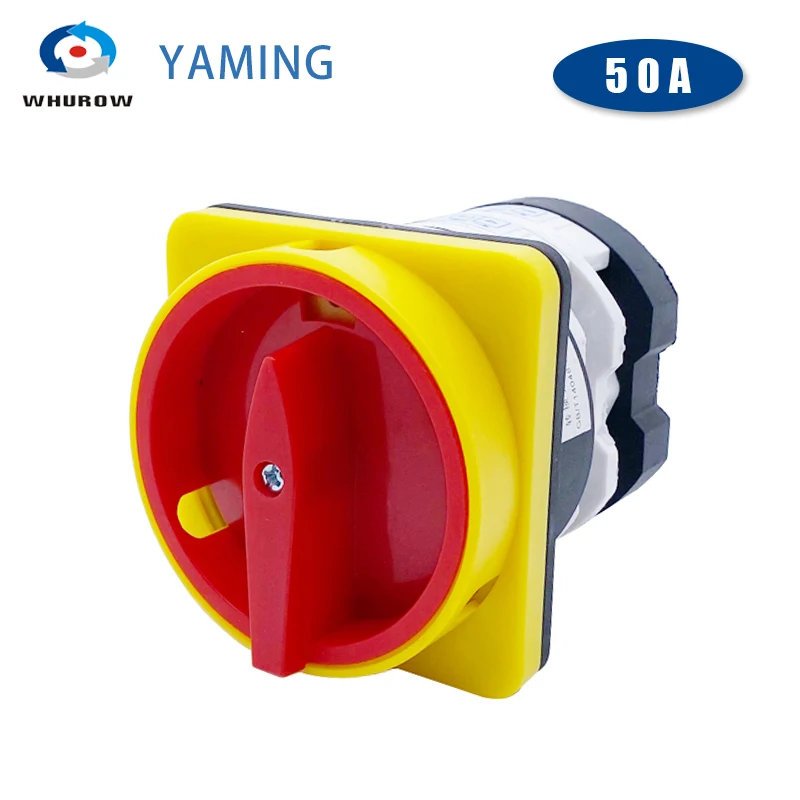 50A Cam Switch YMZ12-50/2GS Padlock Latching 690V 2 Poles Power Cut Off Control 2 Positions Silver Contact Rotary Changeover