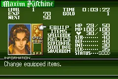 การ์ดเกม 32 บิต : Maxim Story Mode Hack of Castlevania Harmony of Dissonance (เวอร์ชันอเมริกา!!) ภาษาอังกฤษ!! )