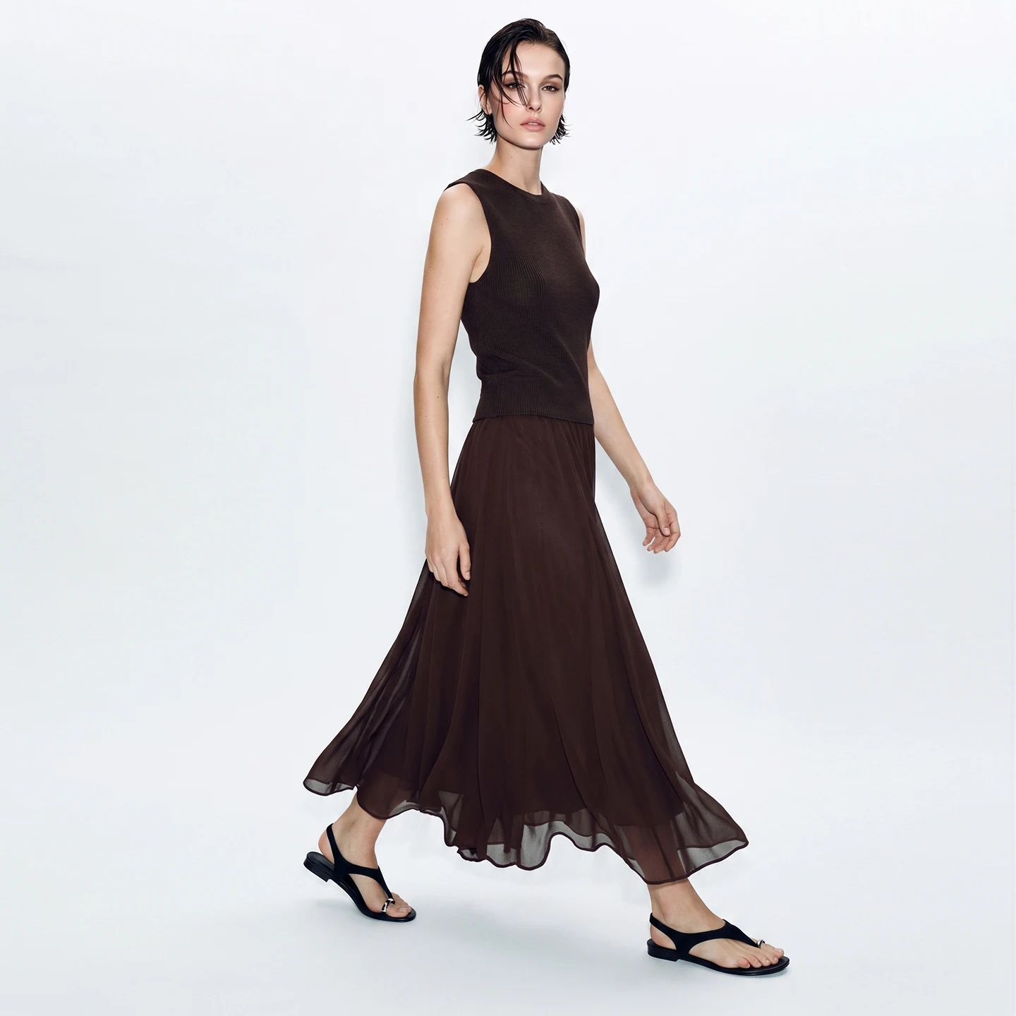 Amii Women's Chiffon Skirt 2026 Summer New Asymmetric Hem Romantic Flowy Casual Elastic Waist Long Skirt For Women 12652049