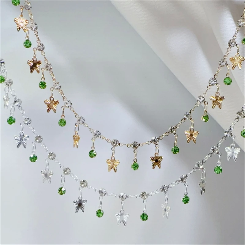 10 meters/partij Nieuwe Geen Vervagen Groene Kristal Kralen Star Schakelkettingen DIY voor Armband Ketting Kledingstuk Sieraden Maken Accessoires