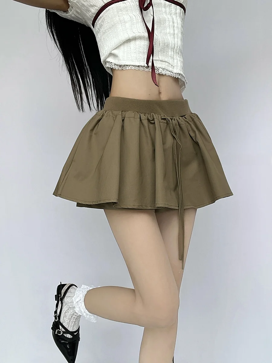 MianCun Soft Silk A-Line  Skirt Women's School Style Age-Defying Fluffy Half-length Skirt High Waist Daily Wear