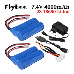 Batterie de voiture de sport plate avec prise JST, jouets RC, 18650, 2S, 7.4V, 4000mAh, Eddie Ion, UDIRC UD1601, UD1602, UD1604, UD1607, SG1603, SG1604